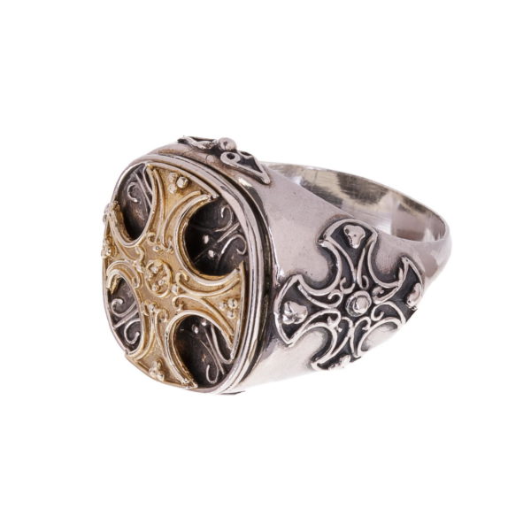 Ασημένιο βυζαντινό δαχτυλίδι με σταυρό