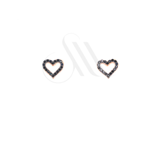 Silver hearts earrings with cubic zirconia