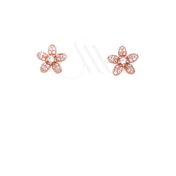 Ασημένια σκουλαρίκια λουλουδάκι με Ζιργκόν