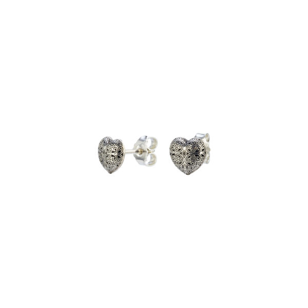 Ασημένια διακριτικά βυζαντινά σκουλαρίκια καρδιά